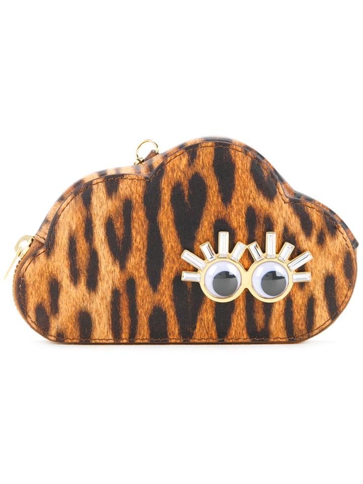 Sophie Hulme Leopard Print Cloud Coin Purse - Brown