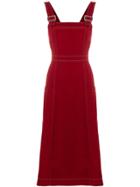Alexa Chung Lateral Pocket Denim Pinafore Dress - Red