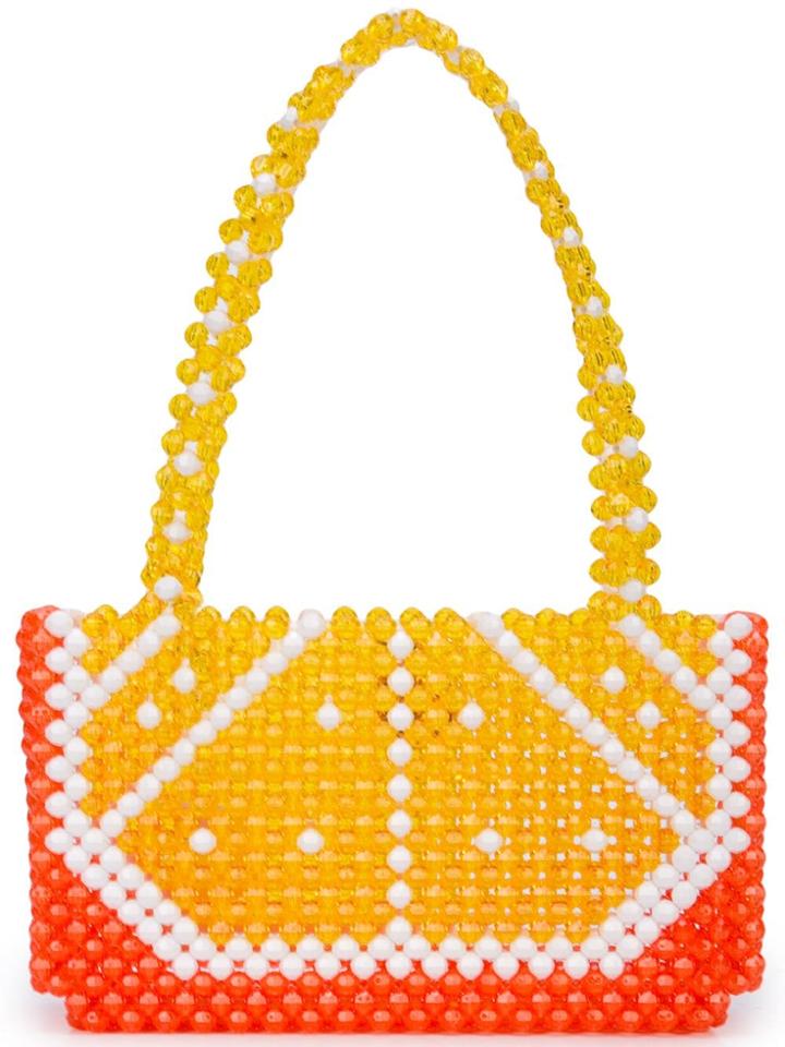 Susan Alexandra Orange Beaded Tote