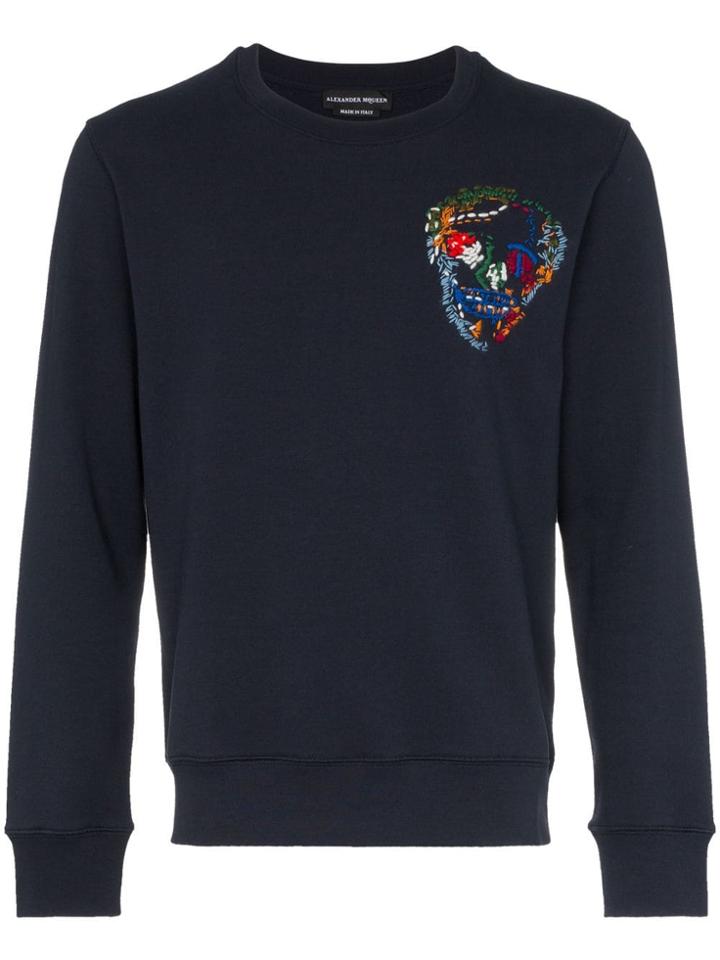 Alexander Mcqueen Amcq Embr Skull Swt Nvy - Blue