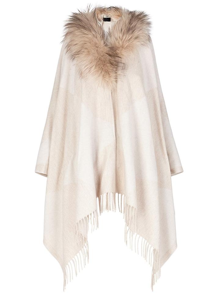 Fendi Touch Of Fur Poncho - Neutrals