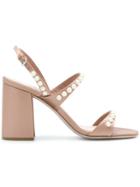 Miu Miu Pearl-embellished Block Heel Sandals - Nude & Neutrals