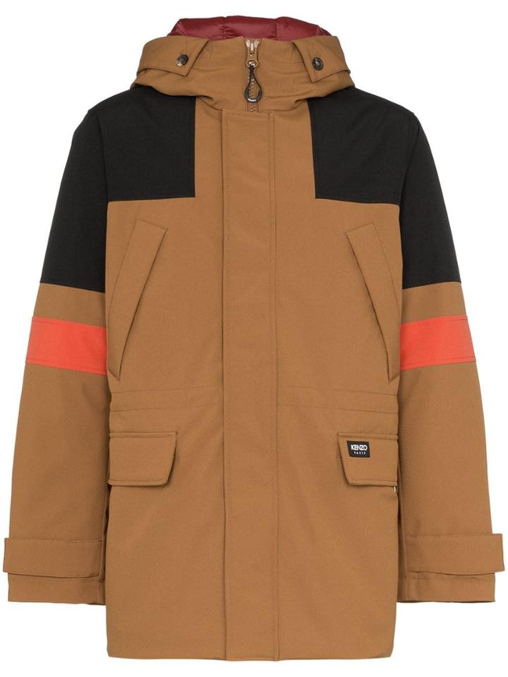 Kenzo Tech Canvas Padded Parka Coat - Brown