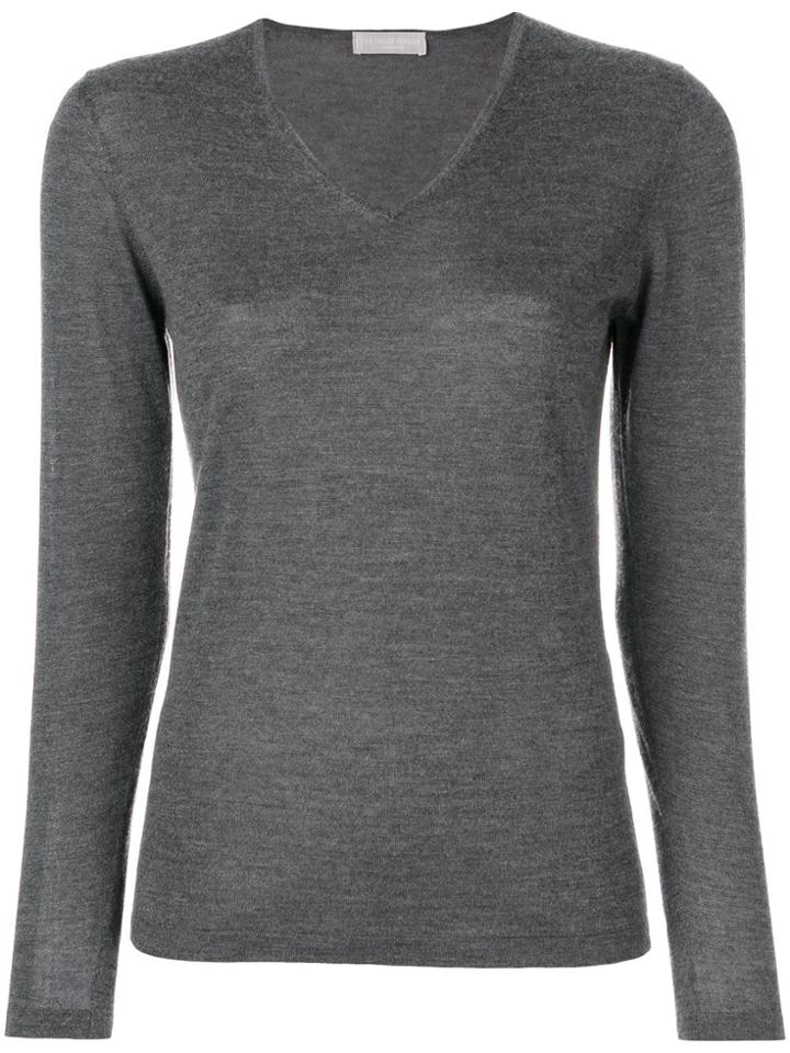 Le Tricot Perugia V-neck Jumper - Grey