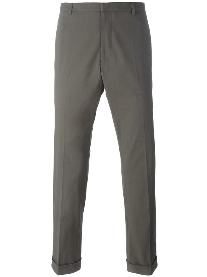 Jil Sander Cuffed Trousers, Men's, Size: 48, Grey, Cotton/spandex/elastane