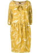 Aspesi Leaf Print Dress - Yellow