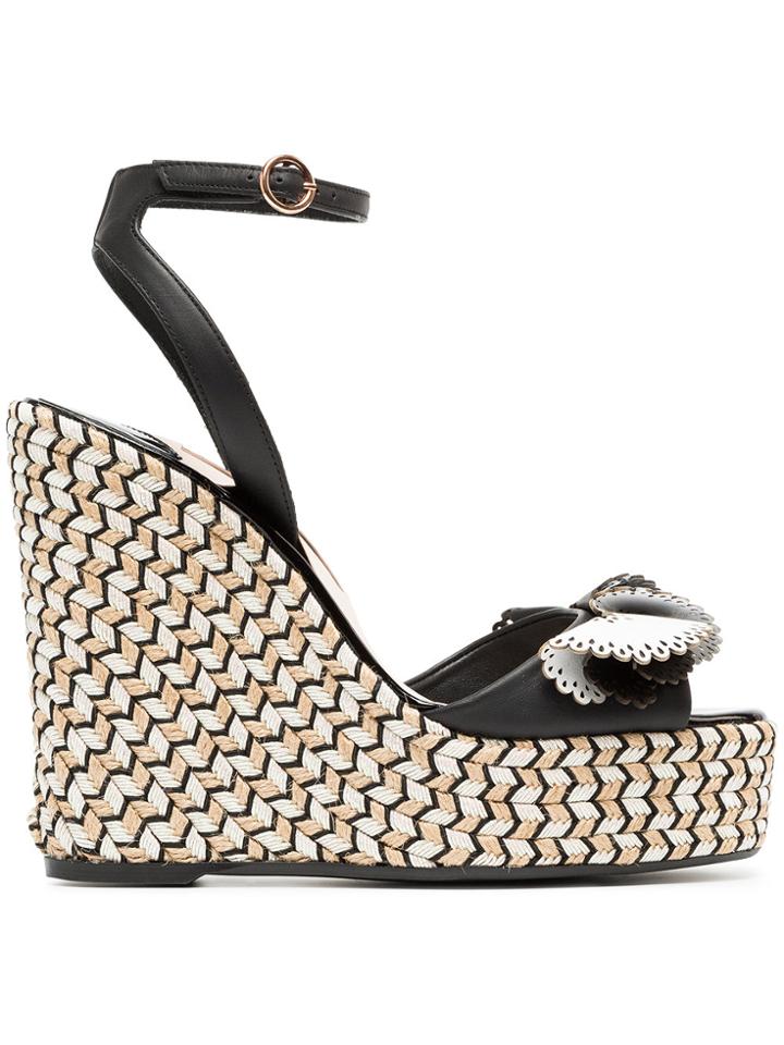 Sophia Webster Black, White And Beige Soleil Lucita 140 Leather
