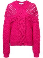 Prabal Gurung Chunky Cable Knit Sweater - Pink & Purple