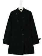 Burberry Kids Teen Double Breasted Trench Coat - Black