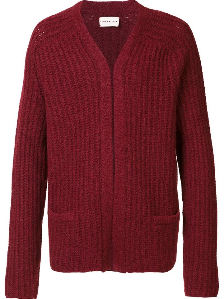 Simon Miller Ribbed Cardigan, Men's, Size: 2, Red, Acrylic/wool