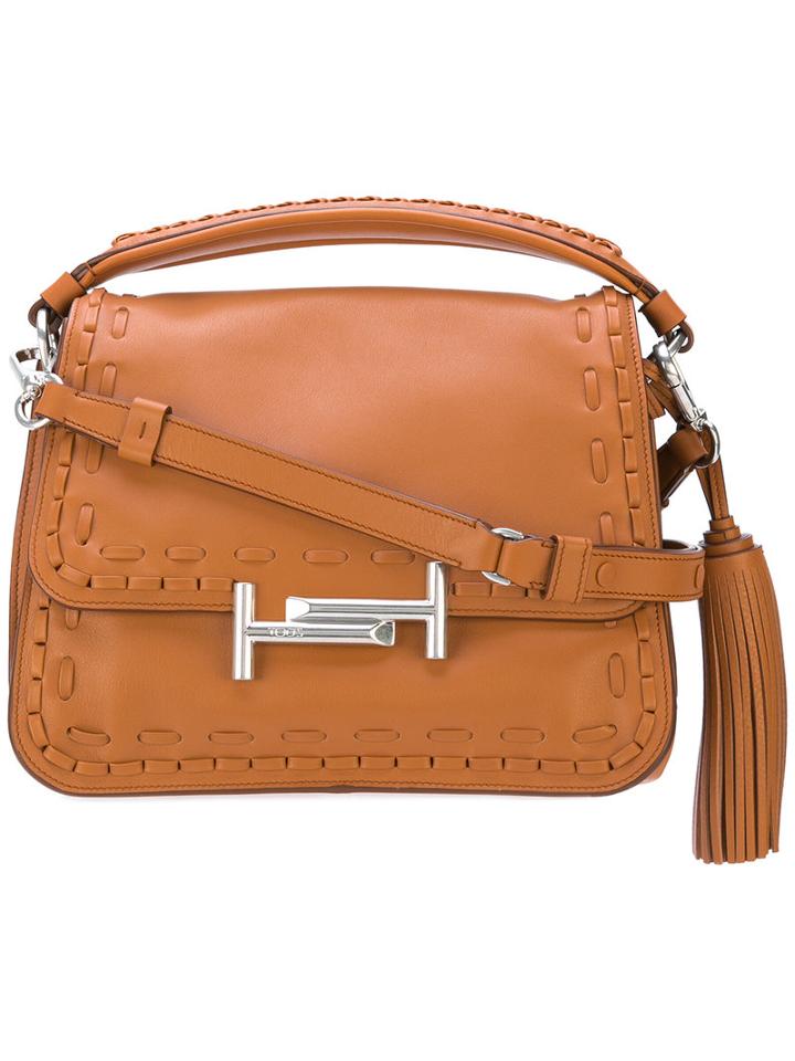 Tod's - Tassel Detail Tote - Women - Calf Leather - One Size, Brown, Calf Leather