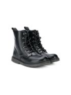 Msgm Kids Teen Combat Boots - Black