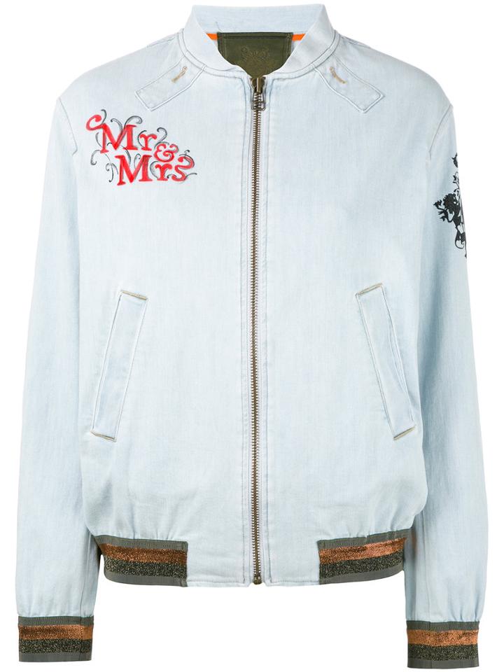 Mr & Mrs Italy - Denim Bomber Jacket - Women - Cotton/spandex/elastane - S, Blue, Cotton/spandex/elastane