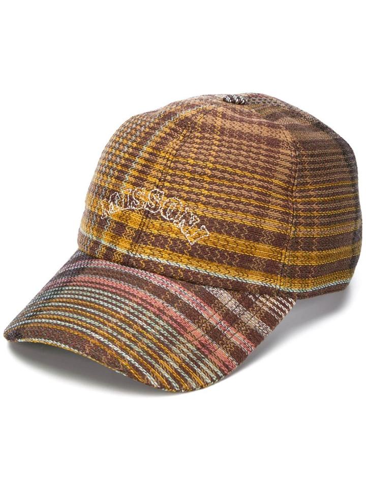 Missoni Logo Striped Baseball Cap - Brown