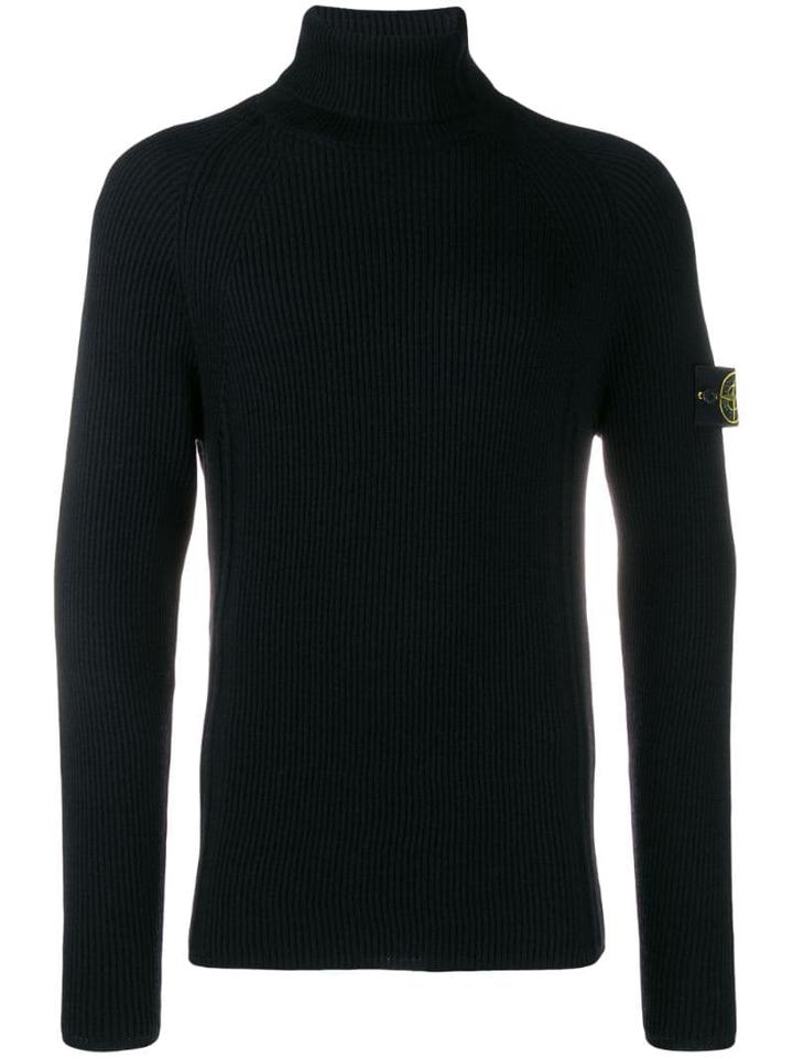 Stone Island Ribbed Sweatshirt - Black