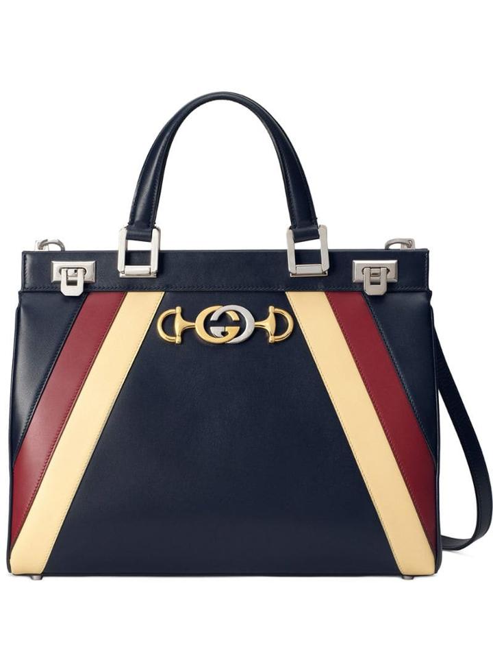 Gucci Gucci Zumi Smooth Leather Medium Top Handle Bag - Blue