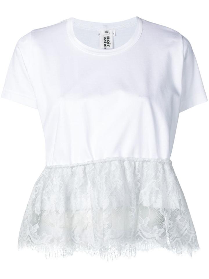 Comme Des Garçons Noir Kei Ninomiya Lace Hem T-shirt - White