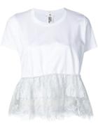 Comme Des Garçons Noir Kei Ninomiya Lace Hem T-shirt - White