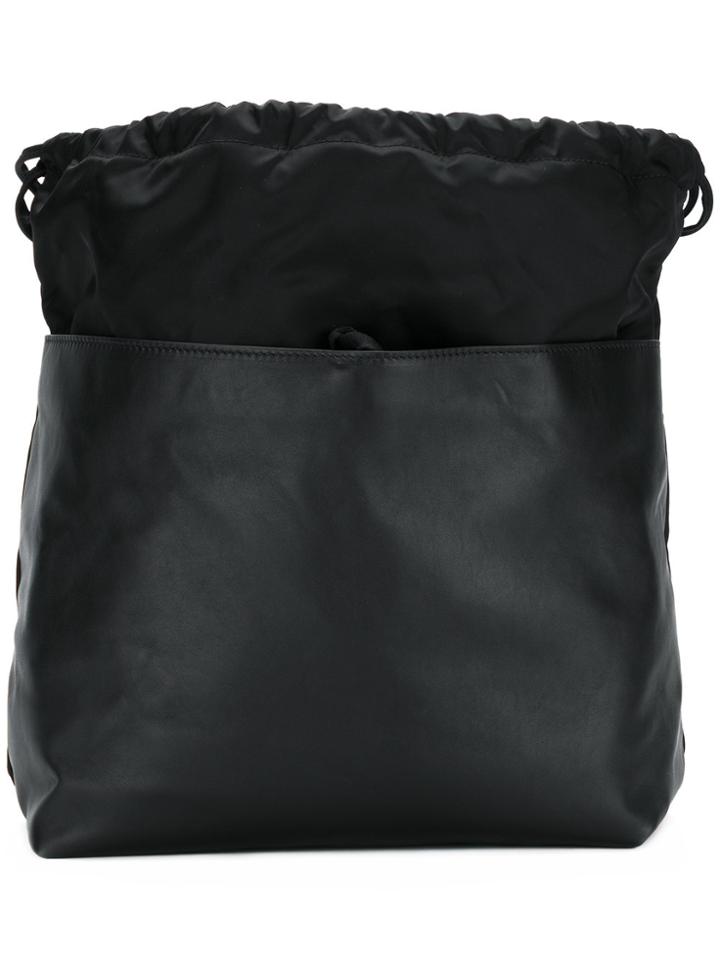 Marni Leather Panel Drawstring Backpack - Black
