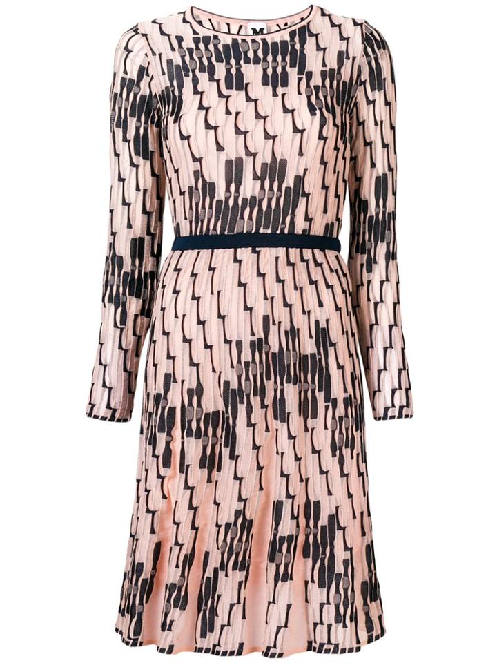 M Missoni Beaded Trim Fitted Waist Dress - Pink