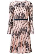 M Missoni Beaded Trim Fitted Waist Dress - Pink