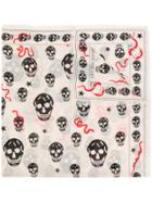 Alexander Mcqueen Skull And Snake Print Scarf - White