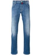 Jacob Cohen Stonewashed Slim-fit Jeans, Men's, Size: 36, Blue, Cotton/spandex/elastane