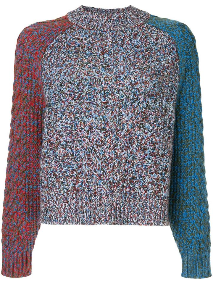 Jil Sander Navy Colour Block Turtleneck Jumper - Multicolour