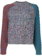 Jil Sander Navy Colour Block Turtleneck Jumper - Multicolour