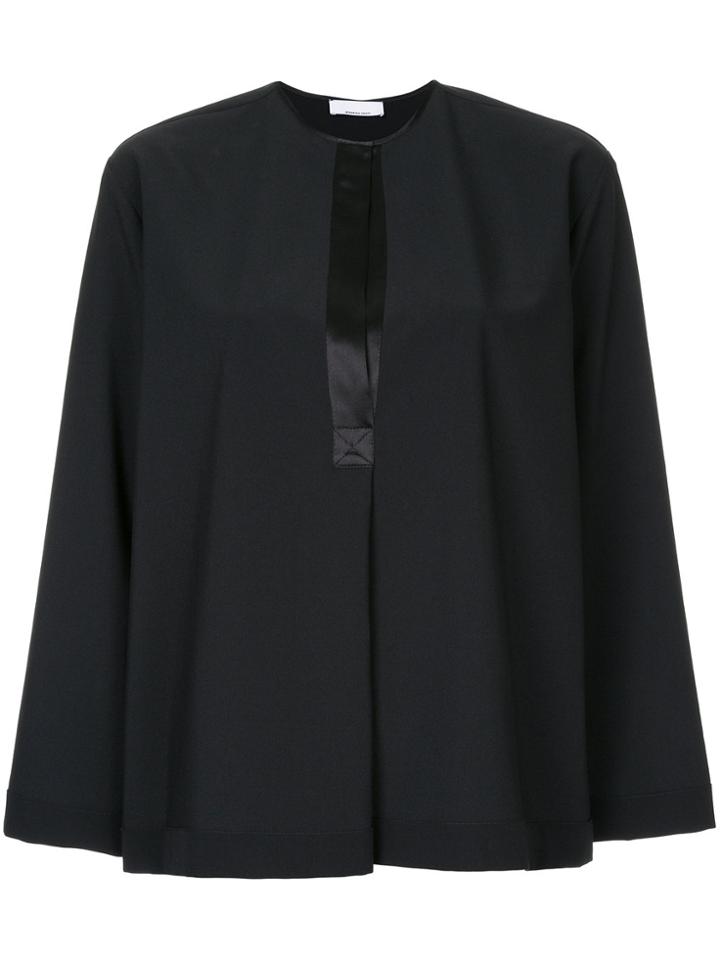 Jean Paul Knott Silk Placket Top - Black