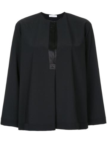 Jean Paul Knott Silk Placket Top - Black