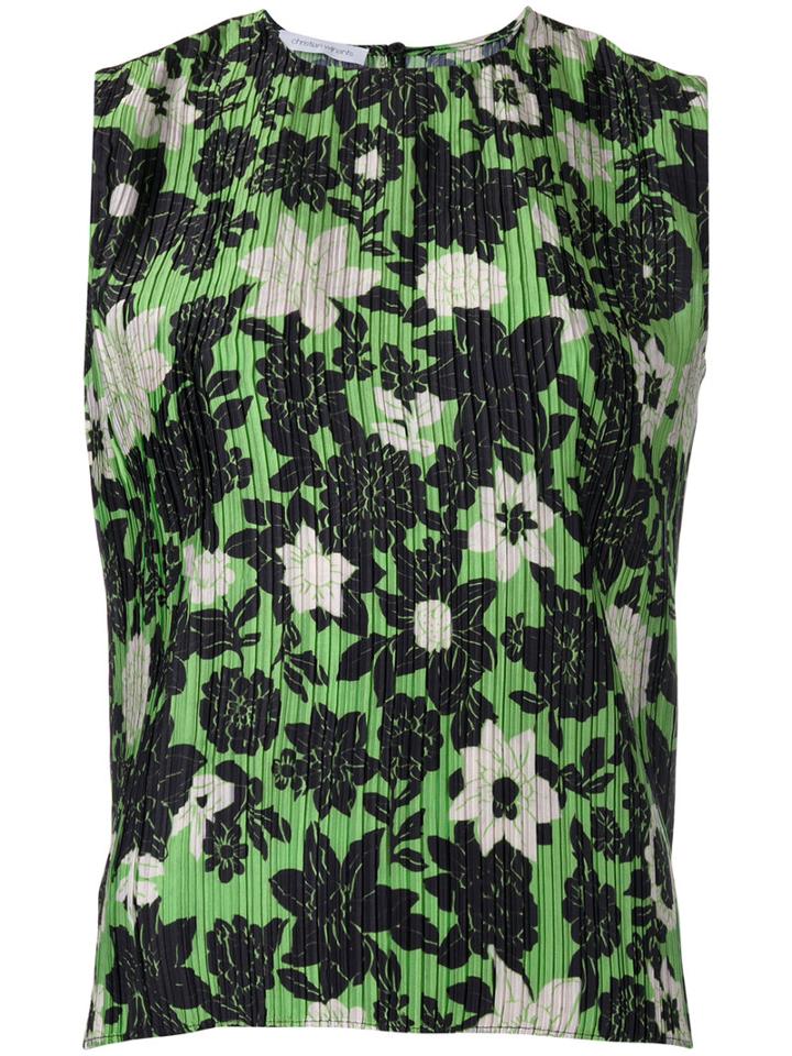 Christian Wijnants - Sleeveless Floral Top - Women - Polyester - 38, Women's, Green, Polyester