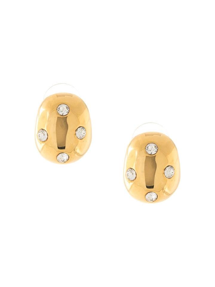 Kenneth Jay Lane Crystal Embellished Hoop Earrings - Gold