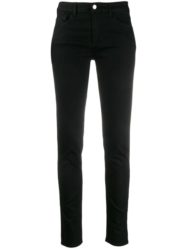 Emporio Armani Logo Patch Low-rise Skinny Jeans - Black