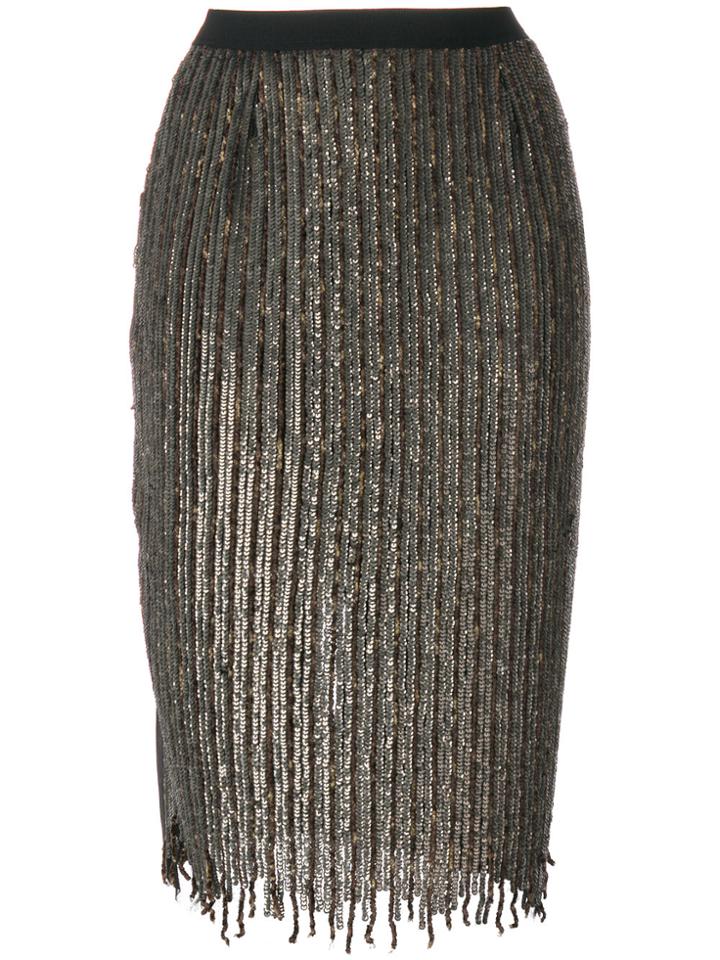Aviù Sequin Embellished Pencil Skirt - Grey