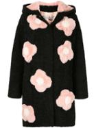 Tu Es Mon Trésor Faux Fur Flower Coat - Black