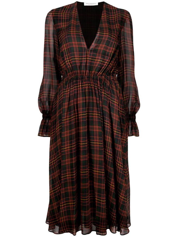 Philosophy Di Lorenzo Serafini Flared Checked Dress - Blue