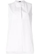 Jil Sander Navy Sleeveless Mandarin Collar Shirt - White