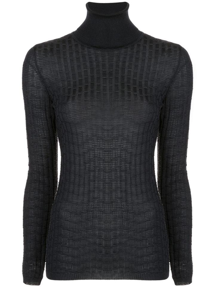 M Missoni Textured Turtle Jumper - Black