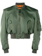 Balenciaga Cropped Bomber Jacket, Men's, Size: Large, Green, Nylon/cupro