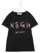 Msgm Kids Logo Print T-shirt, Size: 8 Yrs, Black