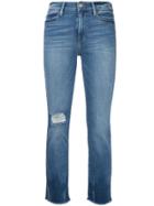 Frame Raw Edge Cropped Jeans - Blue