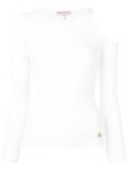 Emilio Pucci Cutout Shoulder Ribbed Knit Top - White