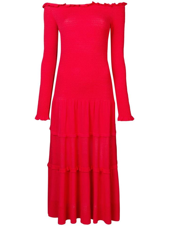 Altuzarra Smocked Off The Shoulder Maxi Dress - Red