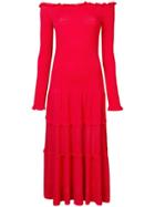 Altuzarra Smocked Off The Shoulder Maxi Dress - Red
