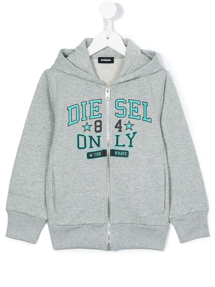 Diesel Kids - Logo Print Hoodie - Kids - Cotton - 3 Yrs, Grey
