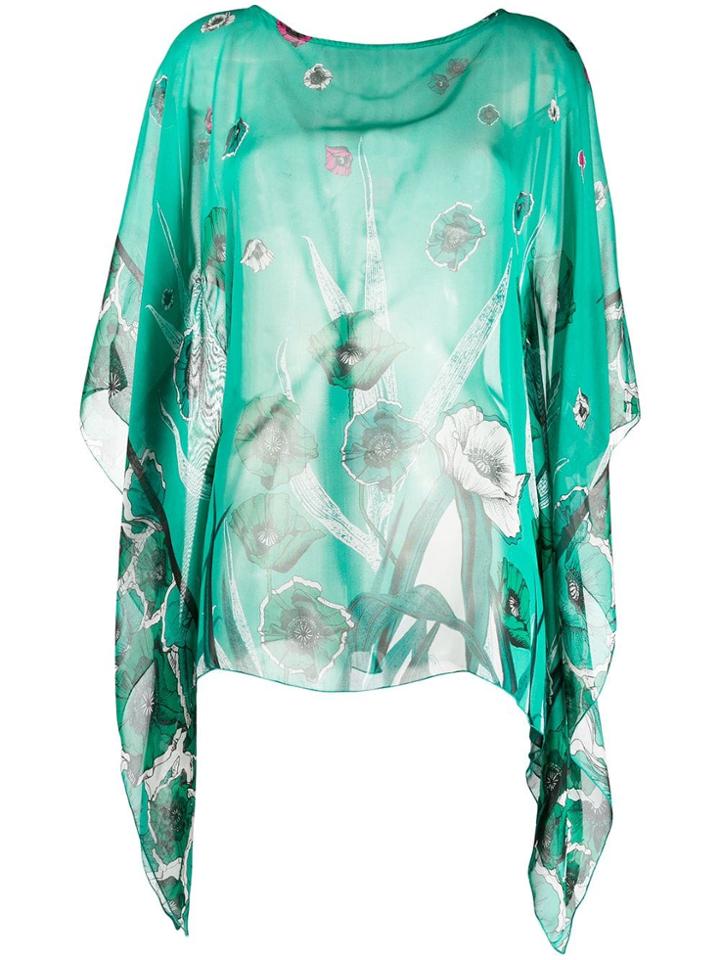 Cavalli Class Floral Print Draped Blouse - Green