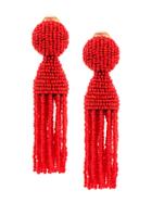 Oscar De La Renta Beaded Clip-on Earrings - Red
