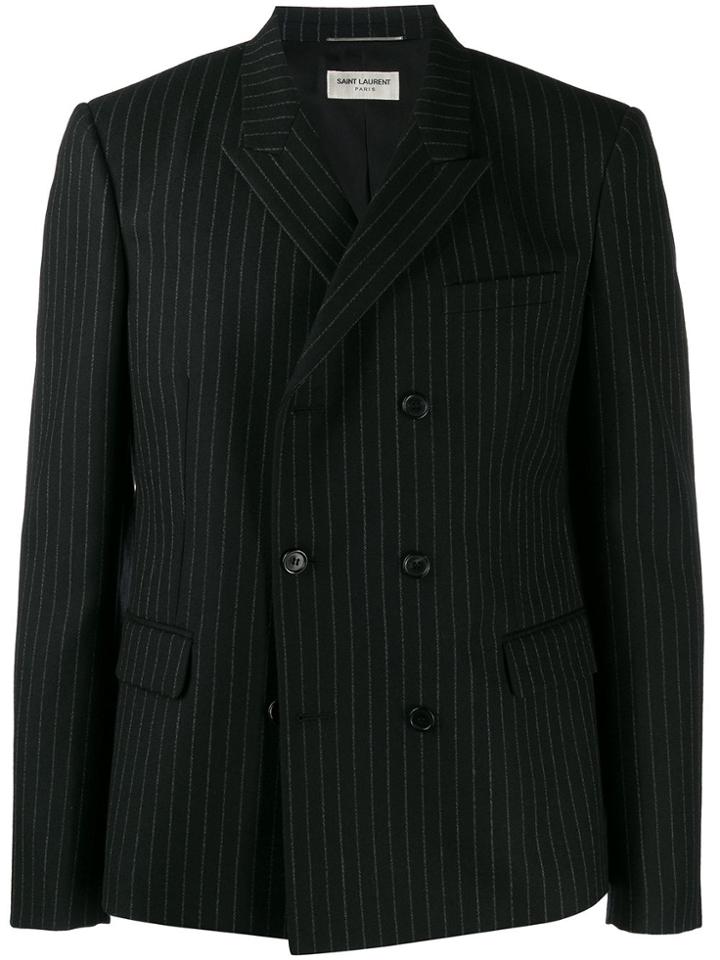 Saint Laurent Double-breasted Flannel Jacket - Black