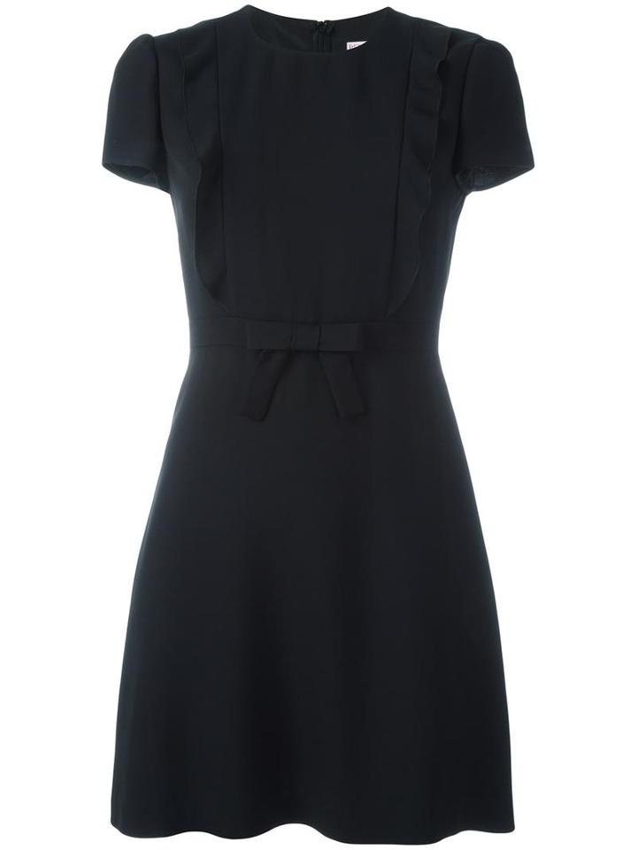 Red Valentino Frill Bib Dress, Women's, Size: 46, Black, Acetate/viscose/polyester